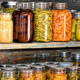 Food storage in glass jars.